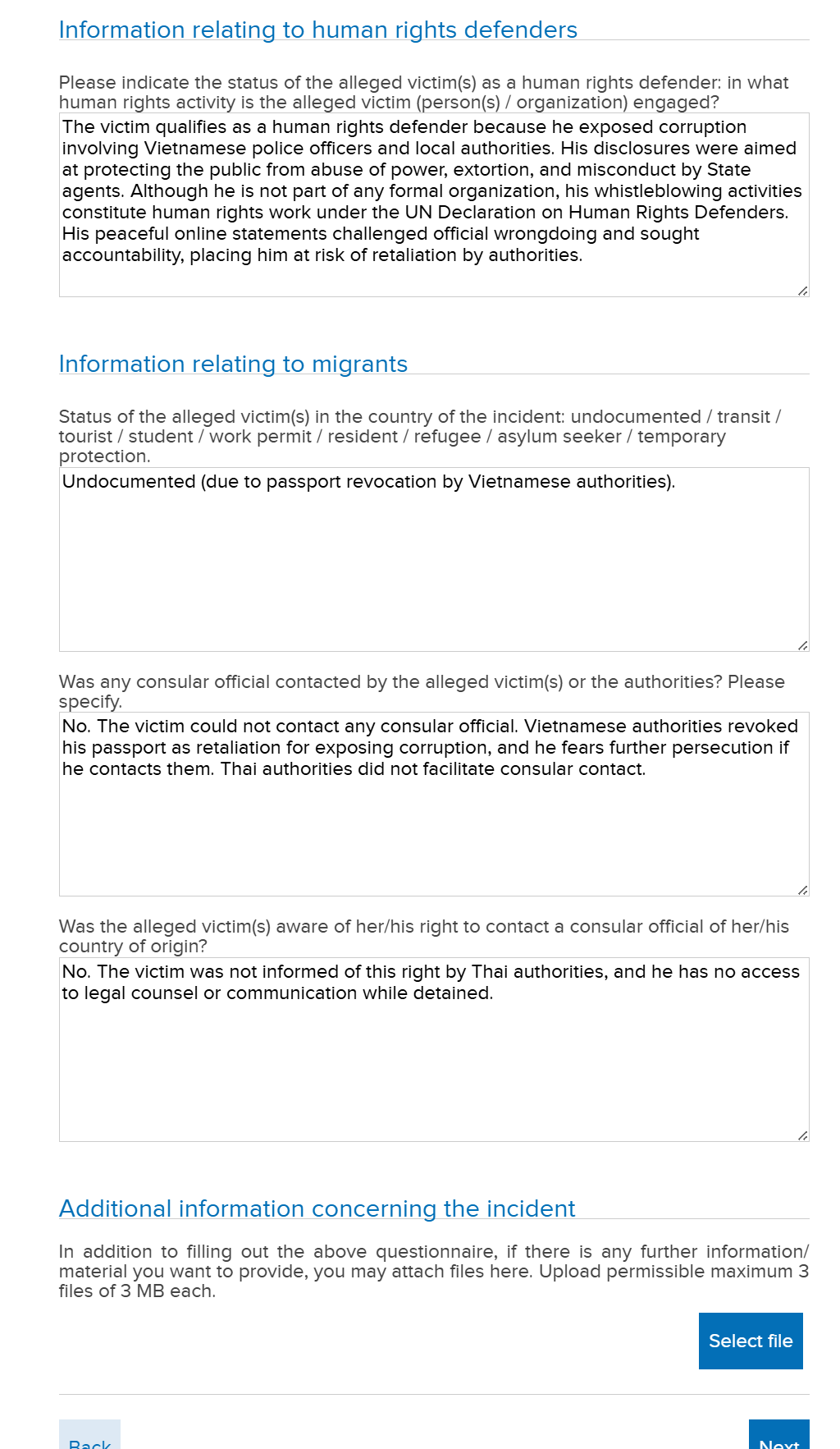 Submission of information to the Special Procedures 17