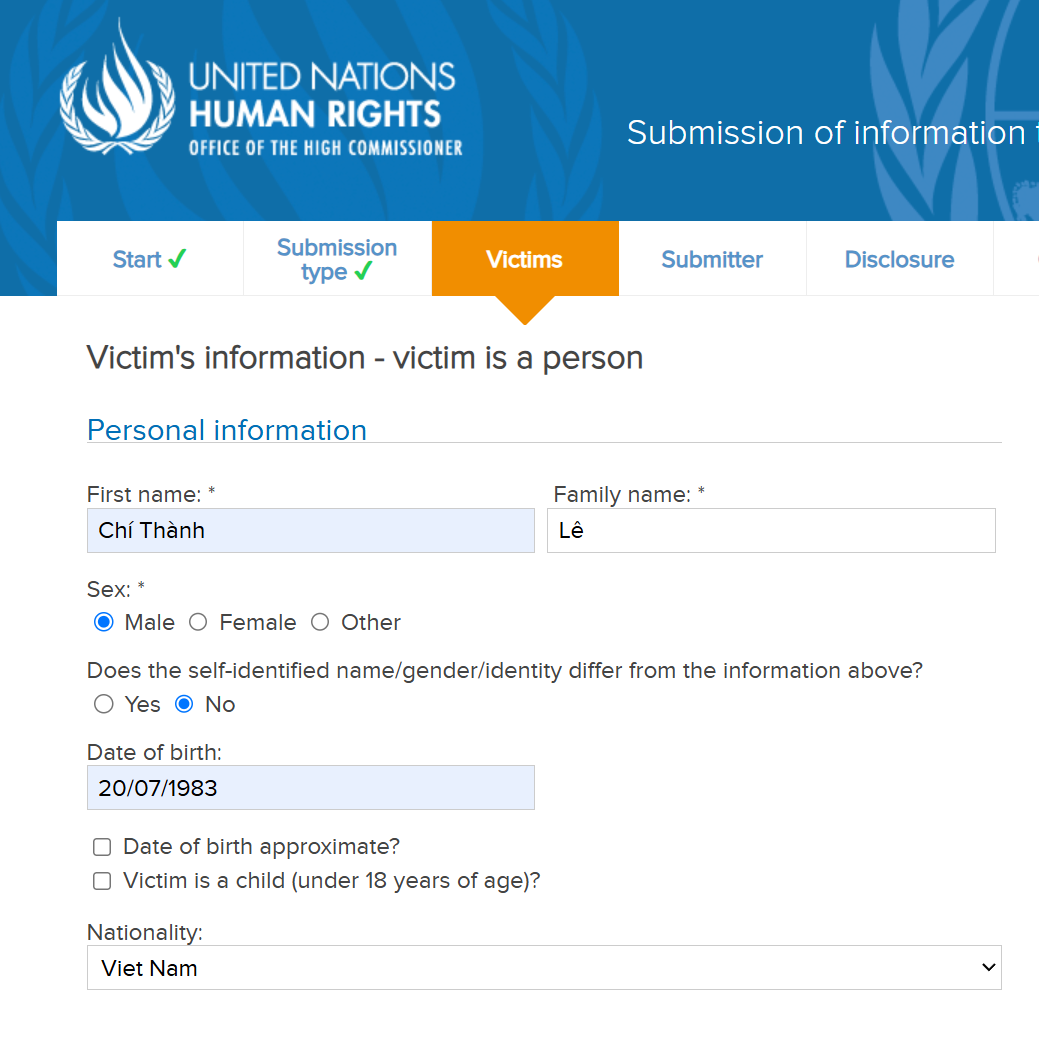 Submission of information to the Special Procedures 5