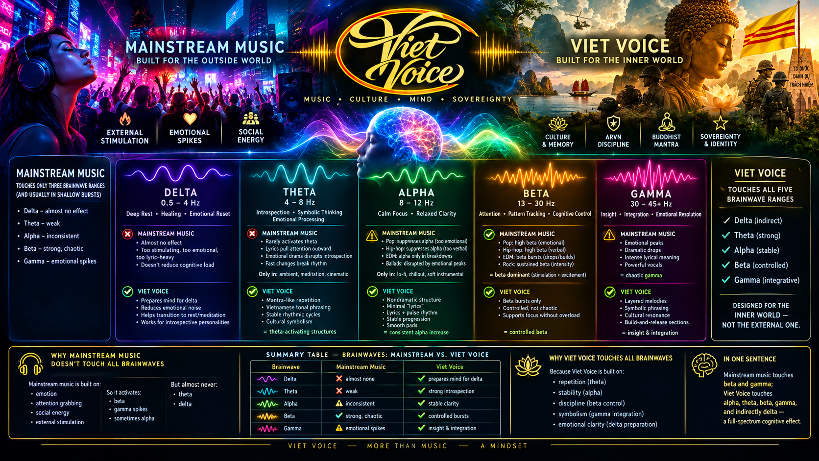 How Mainstream Music Affects Brainwaves Compared to Viet Voice